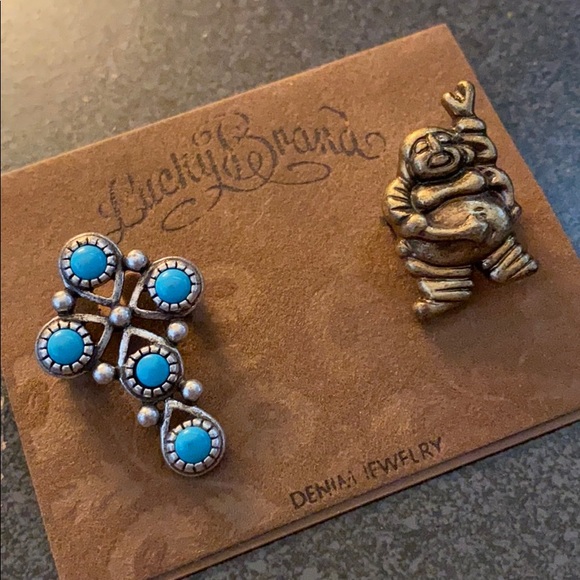 NEW Buddha/turquoise hippie cross pins Lucky Brand - Picture 8 of 8